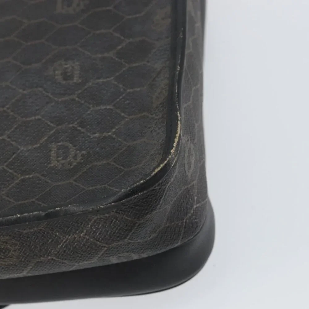 Authentic Christian Dior Honeycomb Canvas Shoulder Bag PVC Black Gold - Picture 8 of 16
